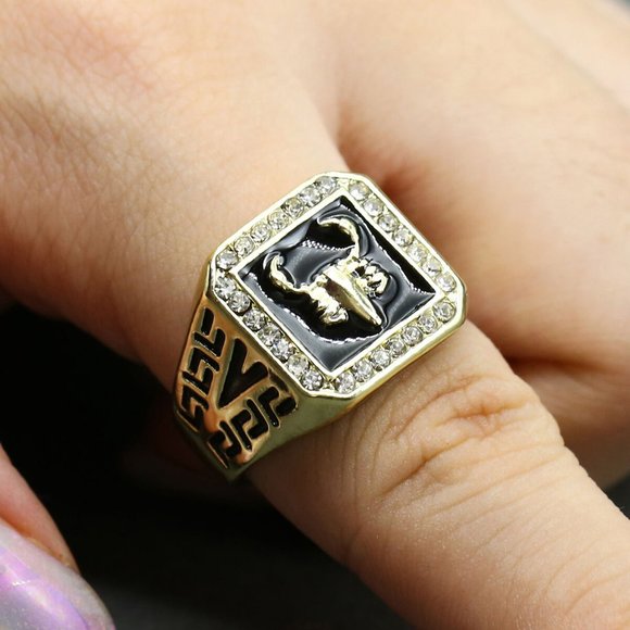 14K Thai Gold Hand Carved Scorpions Zirconia Unisex Rings Birthday Gifts - Picture 5 of 6